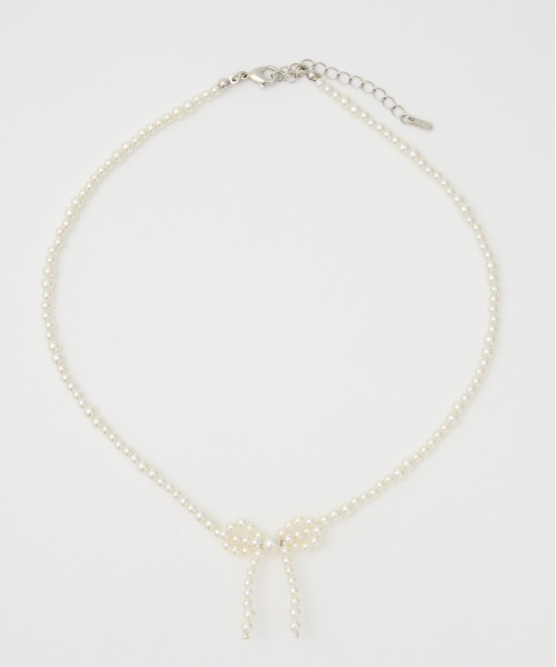 SLY（スライ）の「RIBBON MOTIF N/C リボンモチーフ ネックレス（ネックレス・レディース・ホワイト/ブラック・FREE）」の2枚目の写真