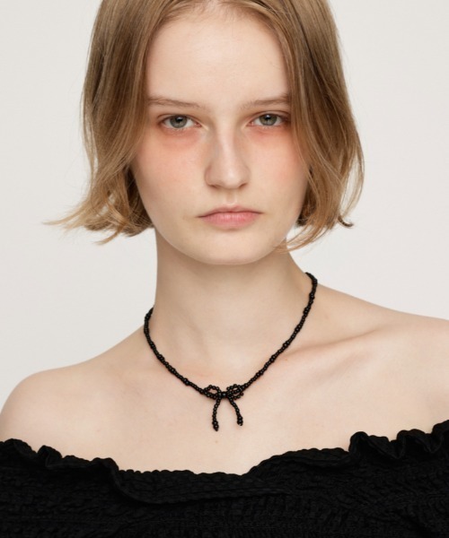 SLY（スライ）の「RIBBON MOTIF N/C リボンモチーフ ネックレス（ネックレス・レディース・ホワイト/ブラック・FREE）」の10枚目の写真