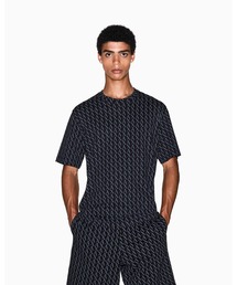 【A|X アルマーニ エクスチェンジ】オールオーバーロゴ 半袖クルーネックTシャツ/REGULAR+