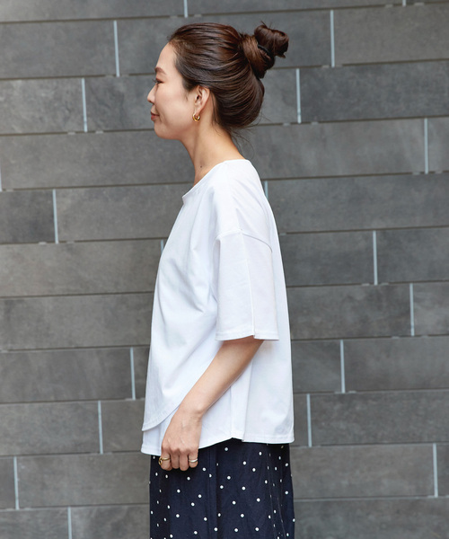 TISSU 接触冷感マルチエフェクトコンボ ワイドTシャツ グレー×TOPグレー TISSU ティシュ / 接触冷感マルチエフェクトコンボ ワイドT