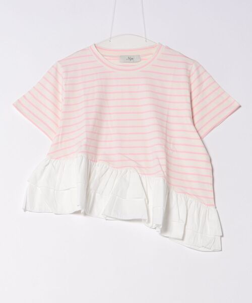 セール】アシンメトリーボーダーフリルTシャツ（Tシャツ