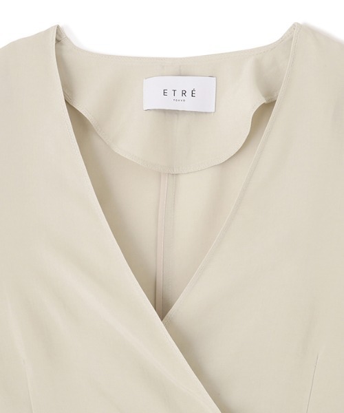 ETRE TOKYO（エトレトウキョウ）の「キュプラシャツジャケット（ノーカラージャケット・レディース・セージグリーン/ネイビー・S/M）」の19枚目の写真