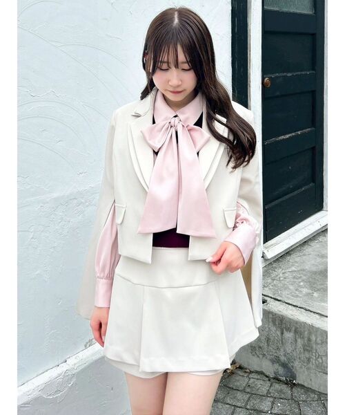 セットアップ対応】テーラーショートジャケット（テーラードジャケット