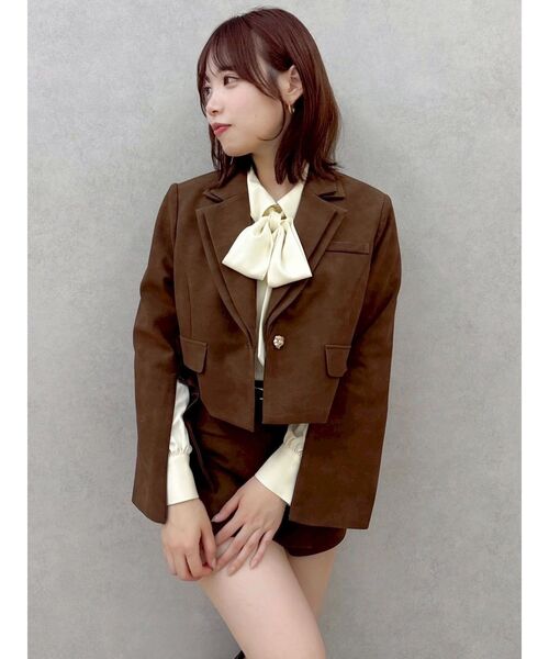 セットアップ対応】テーラーショートジャケット（テーラードジャケット