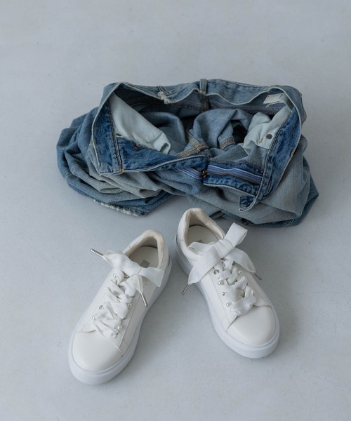 EVOL（イーボル）の「【S-LLサイズ展開・ふかふか】パールストーンスニーカー IZ5791（スニーカー・レディース・ホワイト/ブラック・LL/S/M/L）」の8枚目の写真