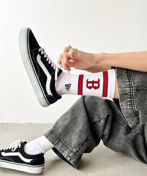 NEW ERA（ニューエラ）の「NEW ERA(ニューエラ)/MLB PREMIUM SOCKS/ 靴下 クルーソックス クルー丈 厚手 刺繍 ロゴ ライン入り（ソックス/靴下・レディース・その他2/その他1/ネイビー/ホワイト・25-27CM/23-25cm）」の19枚目の写真