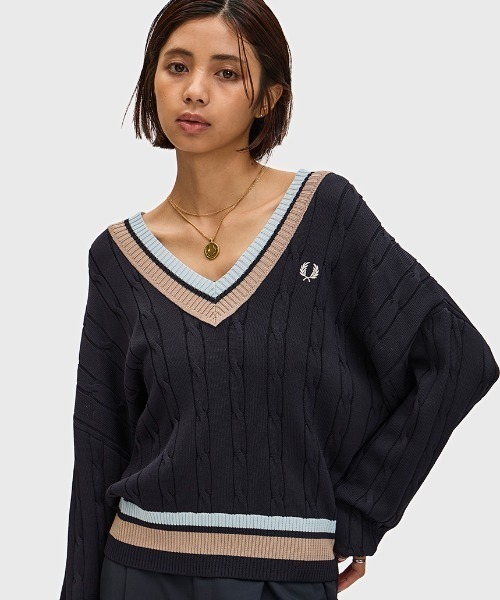フレッドペリー　Bold Tipped Cable Knit Jumper Bold Tipped Cable Knit Jumper／ティップラインケーブルニット