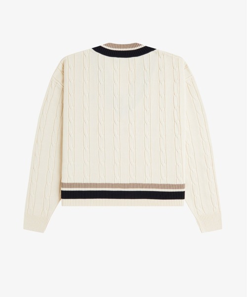 FRED PERRY(フレッドペリー)の「Bold Tipped Cable Knit Jumper/ティップラインケーブルニット(ニット/セーター・レディース・オフホワイト/ネイビー・10)」の9枚目の写真