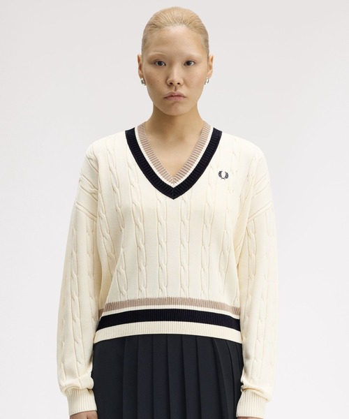 セール】Bold Tipped Cable Knit Jumper／ティップラインケーブル