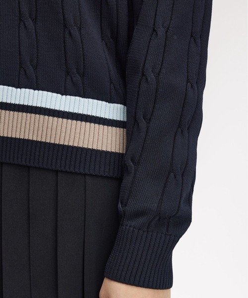 セール】Bold Tipped Cable Knit Jumper／ティップラインケーブル