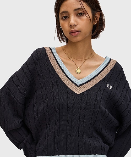 アウトレットFred Perryフレッドペリー新品ニット FRED PERRY（フレッドペリー） ケーブル ニット テニス ジャンパー