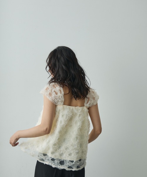 Lunea（ルネア）の「フラワーモチーフチュールトップス（シャツ/ブラウス・レディース・アイボリー/ピンク・FREE）」の10枚目の写真