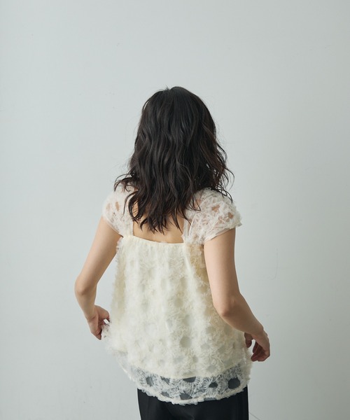Lunea（ルネア）の「フラワーモチーフチュールトップス（シャツ/ブラウス・レディース・アイボリー/ピンク・FREE）」の17枚目の写真