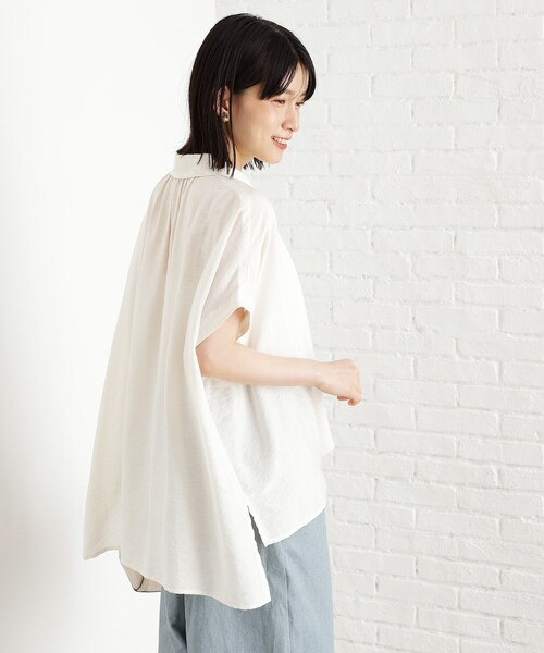 THE SHOP TK (ザ ショップ ティーケー )の「ギャザーボリュームシャツ【洗濯機OK】(シャツ/ブラウス・レディース・ブラウン系その他/カーキ/アイボリー・99)」の4枚目の写真