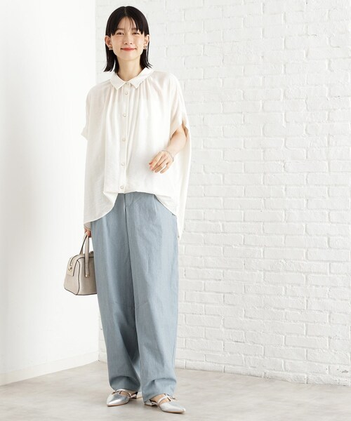 THE SHOP TK (ザ ショップ ティーケー )の「ギャザーボリュームシャツ【洗濯機OK】(シャツ/ブラウス・レディース・ブラウン系その他/カーキ/アイボリー・99)」の6枚目の写真