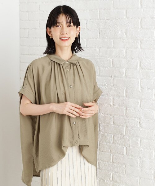 THE SHOP TK (ザ ショップ ティーケー )の「ギャザーボリュームシャツ【洗濯機OK】(シャツ/ブラウス・レディース・ブラウン系その他/カーキ/アイボリー・99)」の9枚目の写真