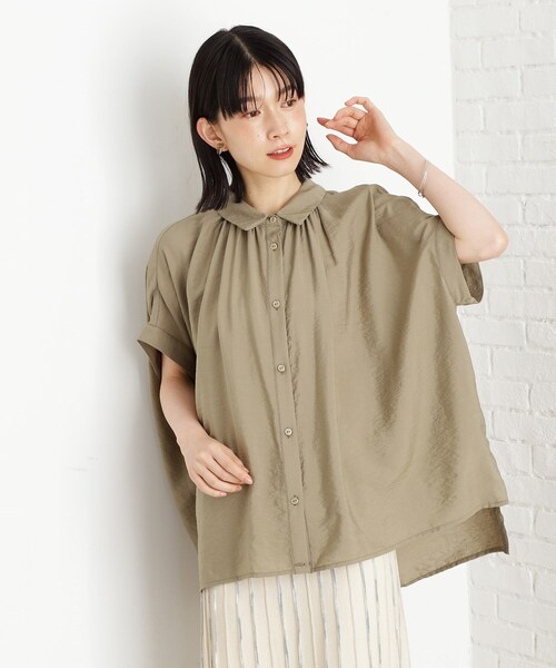 THE SHOP TK (ザ ショップ ティーケー )の「ギャザーボリュームシャツ【洗濯機OK】(シャツ/ブラウス・レディース・ブラウン系その他/カーキ/アイボリー・99)」の11枚目の写真