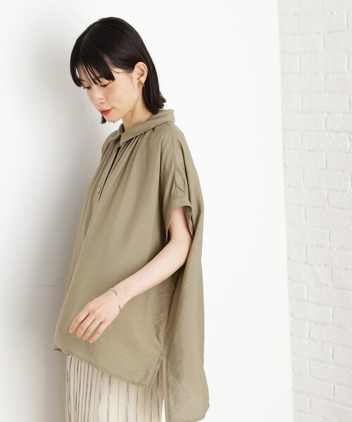 THE SHOP TK (ザ ショップ ティーケー )の「ギャザーボリュームシャツ【洗濯機OK】(シャツ/ブラウス・レディース・ブラウン系その他/カーキ/アイボリー・99)」の12枚目の写真