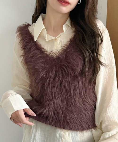 セール】ふわもこ シャギー ファー ベスト（ベスト）｜Ada.（エイダ