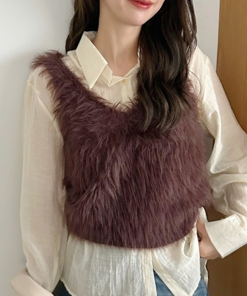 セール】ふわもこ シャギー ファー ベスト（ベスト）｜Ada.（エイダ