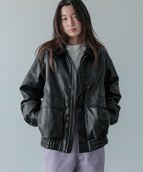 LFM(U)】フェイクレザーボアジャケット 571332（ブルゾン）｜LOWRYS