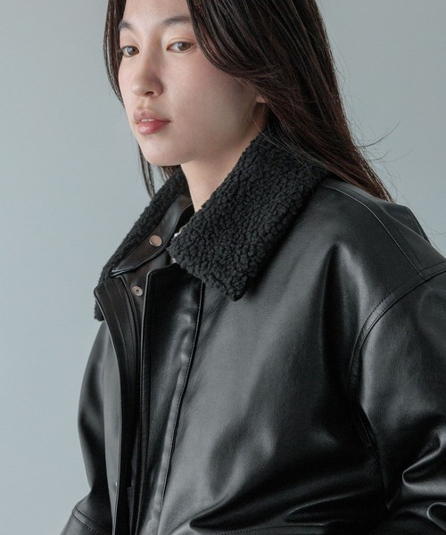 LFM(U)】フェイクレザーボアジャケット 571332（ブルゾン）｜LOWRYS