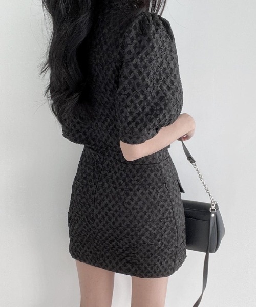 FREE STYLISTS（フリー スタイリスト）の「YUGA_YGMC Volume sleeve jacket + tight skirt set（ワンピース・レディース・ブラック/ホワイト・M/S）」の20枚目の写真