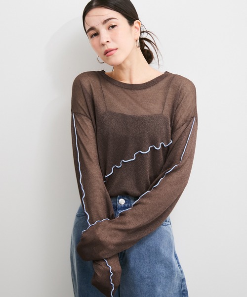 le cercle ADAM ET ROPE'(ルセルクルアダムエロペ)の「アシメメローシアーニット(ニット/セーター・レディース・ブラウン系その他/ライトグレー/キナリ・FREE)」の21枚目の写真
