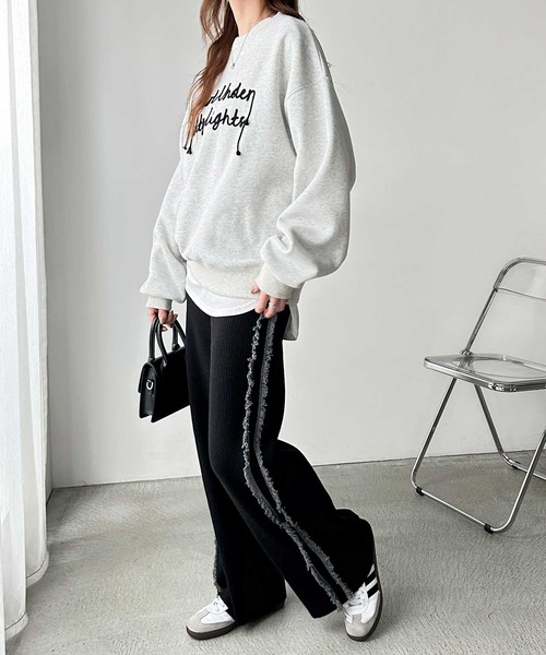 FIRST MOOD(ファーストムード)の「《FIRSTMOODコラボ》配色サイドフリンジリブニットパンツ(その他パンツ・レディース・ベージュ/ブラック・MEDIUM/LARGE)」の6枚目の写真