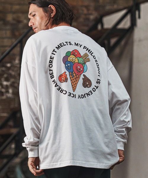 CAMBIO(カンビオ)の「mlt5368- プリントロンT_Skull Ice Cream (CASD-160)(Tシャツ/カットソー・メンズ・ホワイト/スミクロ/ブルー系その他・S/M/L/XL)」の4枚目の写真