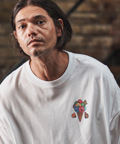 CAMBIO(カンビオ)の「mlt5368- プリントロンT_Skull Ice Cream (CASD-160)(Tシャツ/カットソー・メンズ・ホワイト/スミクロ/ブルー系その他・S/M/L/XL)」の5枚目の写真
