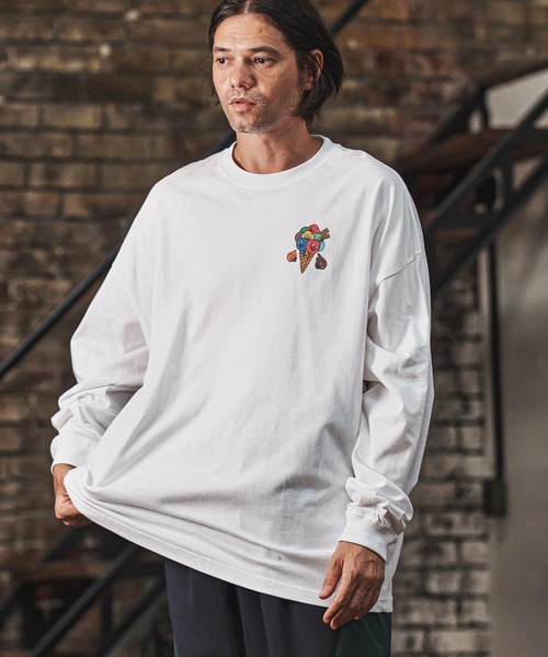 CAMBIO(カンビオ)の「mlt5368- プリントロンT_Skull Ice Cream (CASD-160)(Tシャツ/カットソー・メンズ・ホワイト/スミクロ/ブルー系その他・S/M/L/XL)」の6枚目の写真