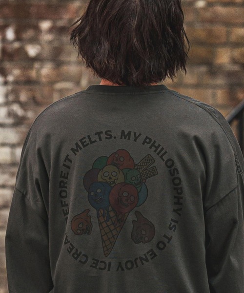 CAMBIO(カンビオ)の「mlt5368- プリントロンT_Skull Ice Cream (CASD-160)(Tシャツ/カットソー・メンズ・ホワイト/スミクロ/ブルー系その他・S/M/L/XL)」の10枚目の写真