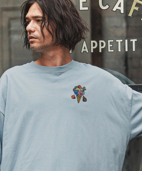 CAMBIO(カンビオ)の「mlt5368- プリントロンT_Skull Ice Cream (CASD-160)(Tシャツ/カットソー・メンズ・ホワイト/スミクロ/ブルー系その他・S/M/L/XL)」の15枚目の写真