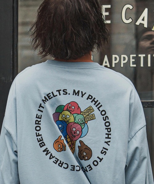 CAMBIO(カンビオ)の「mlt5368- プリントロンT_Skull Ice Cream (CASD-160)(Tシャツ/カットソー・メンズ・ホワイト/スミクロ/ブルー系その他・S/M/L/XL)」の17枚目の写真