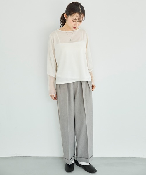 mil(ミル)の「シアースリーブ プルオーバー【588084】(Tシャツ/カットソー・レディース・グレー/オフホワイト/ブラック・XS/S)」の9枚目の写真