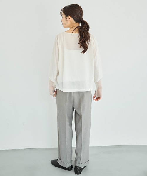 mil(ミル)の「シアースリーブ プルオーバー【588084】(Tシャツ/カットソー・レディース・グレー/オフホワイト/ブラック・XS/S)」の18枚目の写真