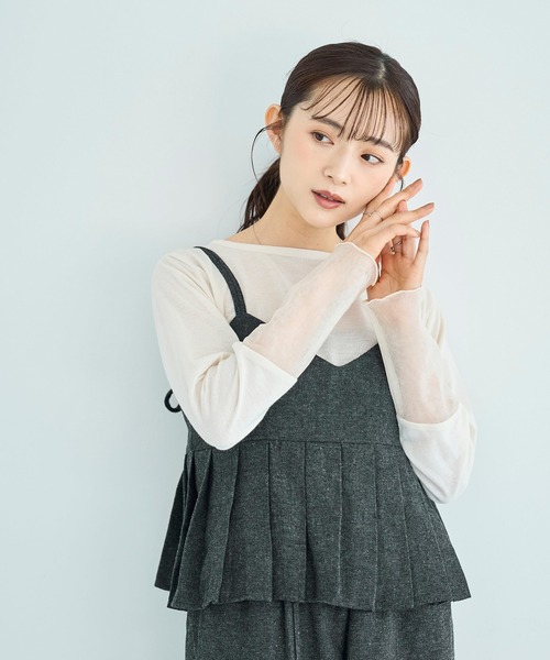 mil(ミル)の「シアースリーブ プルオーバー【588084】(Tシャツ/カットソー・レディース・グレー/オフホワイト/ブラック・XS/S)」の12枚目の写真