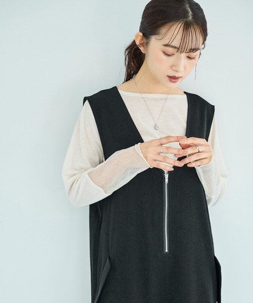 mil(ミル)の「シアースリーブ プルオーバー【588084】(Tシャツ/カットソー・レディース・グレー/オフホワイト/ブラック・XS/S)」の14枚目の写真