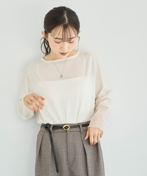 mil(ミル)の「シアースリーブ プルオーバー【588084】(Tシャツ/カットソー・レディース・グレー/オフホワイト/ブラック・XS/S)」の10枚目の写真