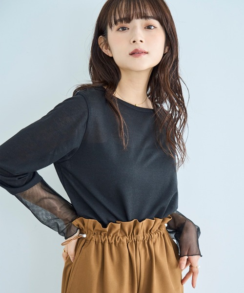 mil(ミル)の「シアースリーブ プルオーバー【588084】(Tシャツ/カットソー・レディース・グレー/オフホワイト/ブラック・XS/S)」の19枚目の写真