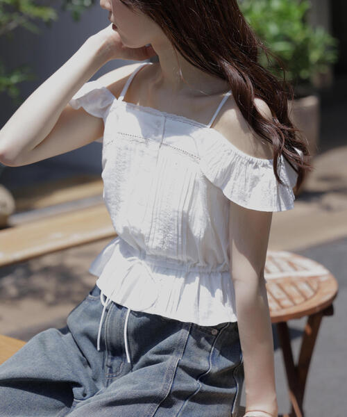 FREE'S MART（フリーズマート）の「◆２ＷＡＹオフショルキャミブラウス（シャツ/ブラウス・レディース・ブラック/レッド/ホワイト・FREE）」の2枚目の写真