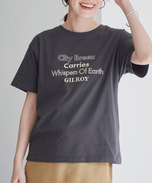 セール】配色ロゴ刺繍Tシャツ（Tシャツ/カットソー）｜coen