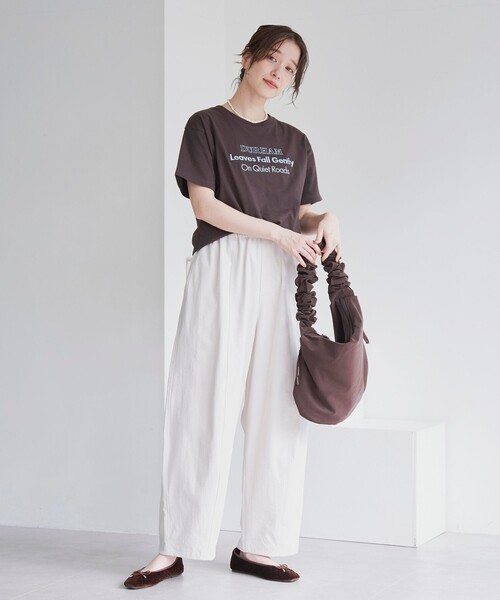 coen(コーエン)の「配色ロゴ刺繍Tシャツ(Tシャツ/カットソー・レディース・ライラック/オフホワイト/ダークブラウン/ダークグレー・L/M)」の10枚目の写真