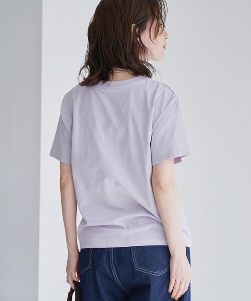 coen(コーエン)の「配色ロゴ刺繍Tシャツ(Tシャツ/カットソー・レディース・ライラック/オフホワイト/ダークブラウン/ダークグレー・L/M)」の15枚目の写真