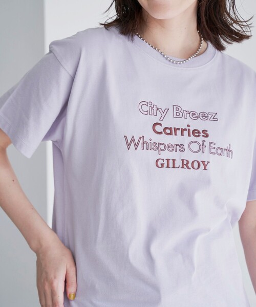 coen(コーエン)の「配色ロゴ刺繍Tシャツ(Tシャツ/カットソー・レディース・ライラック/オフホワイト/ダークブラウン/ダークグレー・L/M)」の16枚目の写真