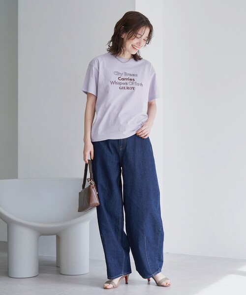 coen(コーエン)の「配色ロゴ刺繍Tシャツ(Tシャツ/カットソー・レディース・ライラック/オフホワイト/ダークブラウン/ダークグレー・L/M)」の17枚目の写真