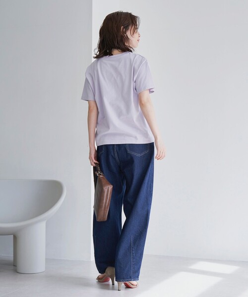 coen(コーエン)の「配色ロゴ刺繍Tシャツ(Tシャツ/カットソー・レディース・ライラック/オフホワイト/ダークブラウン/ダークグレー・L/M)」の19枚目の写真