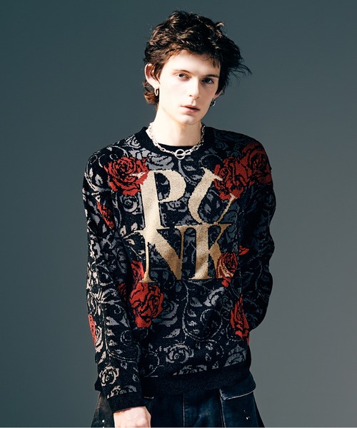 Punk Flower Knit — вязаный джемпер с цветочным принтом в панк‑стиле