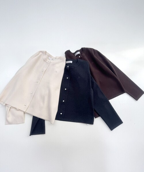Feroux（フェルゥ）の「胸元刺繍パールニット カーディガン（カーディガン/ボレロ・レディース・アイボリー系/ダークブラウン系/レッド系/グレー系・F）」の14枚目の写真